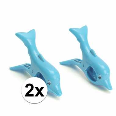 Dolfijnen handdoeken knijpers blauw 2 stuks