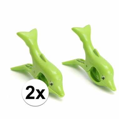 Dolfijnen handdoeken knijpers groen 2 stuks