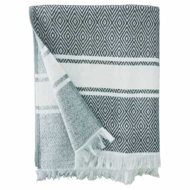 Grijs/wit badlaken hammam chevron 90 x 160