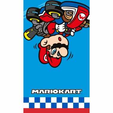 Katoenen badlaken met supermario kart print 70 x120 cm