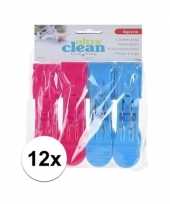 12x wasknijpers roze en blauwe 13 cm