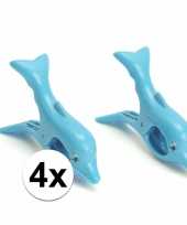 4 blauwe badlaken knijpers dolfijn