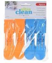 4x wasknijpers oranje en blauwe 13 cm