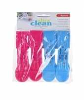 4x wasknijpers roze en blauwe 13 cm