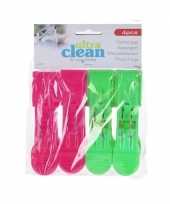 4x wasknijpers roze en groene 13 cm